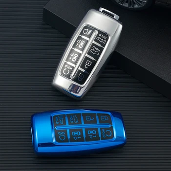 4/8 Düğmeler TPU Araba Anahtarı Durum Kapak Hyundai Genesis İçin G80 GV70 GV80 GV90 2020 2021 2022 Kabuk Fob Tutucu Anahtarlık Aksesuarları