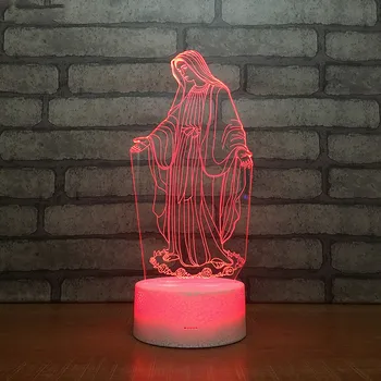 Akrilik 3D LED gece lambası kutsal bakire meryem dokunmatik 7 renk değiştirme masa masa lambası ev dekoratif uyku ışık noel hediyesi 3