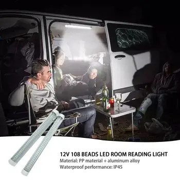 12V 108 Boncuk led iç ışık çubuğu odası su geçirmez Okuma Lambası Beyaz Araba Kamyon Van Karavan karavan RV Z8N4