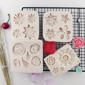 Bitki Papatya Gül Kristal Epoksi Çiçek Sıvı Silikon DIY çikolatalı kek Dekorasyon Silikon Kalıp