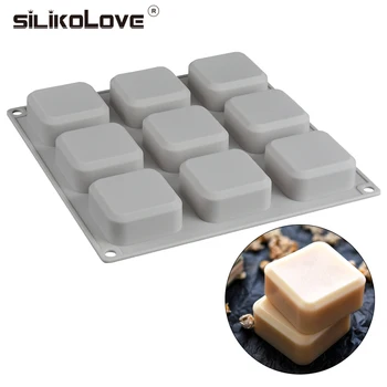 SILIKOLOVE 9 Kaviteler Kare Sabun Kalıp Silikon Sabun Kalıp Sabun Yapımı için Silikon Formu