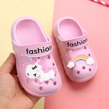 Unicorn Terlik Erkek Kız Gökkuşağı Ayakkabı 2019 Yaz Toddler Hayvan Çocuklar Açık Bebek Terlik PVC Karikatür Çocuk Terlik