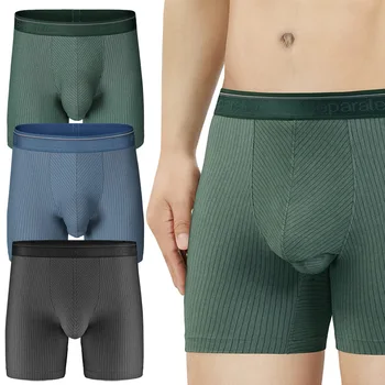 Separatec 4 Paket erkek iç çamaşırı Nefes Pamuk Boxer Külot Ayrı Çift Kılıfı İç Çamaşırı Uzun Bacak Boxer Erkek Spor Külot