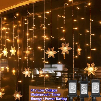 8 Modları LED Kar Tanesi ışıkları Pencere Perde Garland Noel Dekorasyon Su Geçirmez Açık Peri Dize İşık 31V AB / ABD / İNGİLTERE Tak