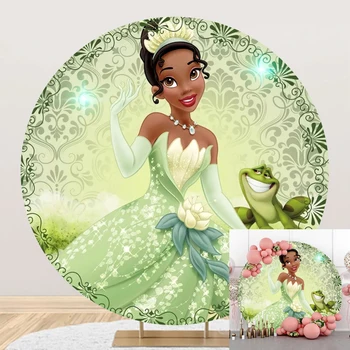 Disney Prenses Ve Kurbağa Tiana Daire Arka Plan Bebek Doğum Günü Partisi Dekorasyon Yuvarlak Fotoğraf Backdrop Fotoğraf Stüdyosu