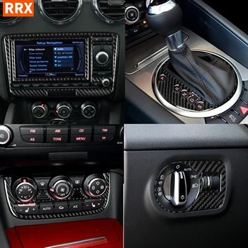 Audi TT için 8n 8J MK123 RS 2008-14 Karbon Merkezi Konsol Çıkartmalar CD Dişli panel aydınlatma Anahtarı Hava Düğmesi krom çerçeve Araba Styling