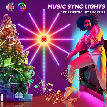Renkli LED şerit havai fişek ışık RGB Bluetooth müzik ses disko lambası uzaktan kumanda ile ev partisi tatil dekorasyon için 1
