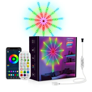 Renkli LED şerit havai fişek ışık RGB Bluetooth müzik ses disko lambası uzaktan kumanda ile ev partisi tatil dekorasyon için 4