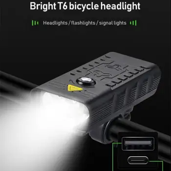 Yeni 5T6 LED bisiklet ışığı 4 Modları USB Şarj Edilebilir Dağ Bisikleti Far Su Geçirmez Açık Parlama El Feneri Gece Sürme Lambası