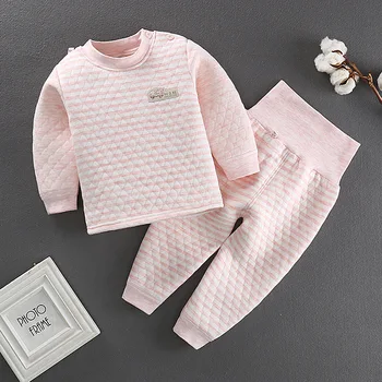 Çocuk Termal Takım Elbise Pamuk Kalınlaşmış Yüksek Bel Göbek Paçalı Don Çocuklar Kış sıcak Üç katmanlı Artı pamuk iç çamaşırı Pijama