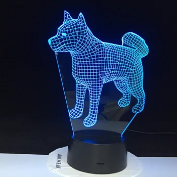 Sibirya Husky Köpek LED gece ışığı 3D Illusion 7 renk Değiştirme Odası Dekoratif Lamba Çocuk Çocuk Bebek Kiti masa lambası Başucu 1910