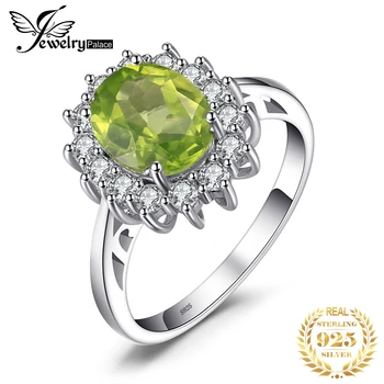 JewelryPalace Diana 2.2 ct Doğal Yeşil Peridot 925 Ayar Gümüş Düğün Nişan ışık halkası Kadınlar ıçin Moda Güzel Takı
