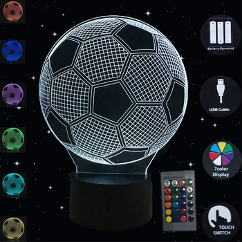 3D Gece lambası Futbol Led Lamba Dokunmatik Sensör Luminaria Masa Lambası 7 Renk Illusion masa lambası Futbol Şekli Yatak Odası Ev Dekor