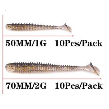 10 Adet balık yalancı yem Wobbler Yumuşak Yem 50mm 70mm Solucanlar silikon Lures Yapay Yemler Tuz Kokusu İle Bas Pesca Balıkçılık Takcle 1