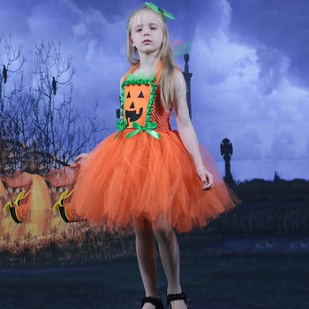 Chrismtas Kostüm Kız Elbise Kostüm Kızlar İçin Kabak Lamba Örgü Doku Elbise Cadılar Bayramı Cosplay Çocuklar Karnaval Parti