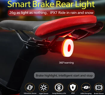 YENİ Akıllı Bisiklet Kuyruk Arka İşık Otomatik Start Stop Fren IPX6 Su Geçirmez USB Şarj Bisiklet Kuyruk Arka Lambası Bisiklet LED ışıkları