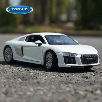 WELLY 1: 24 2016 Audi R8 V10 Alaşım Spor Araba Modeli Diecast Metal Oyuncak Araçlar Araba Modeli Yüksek Simülasyon Koleksiyonu Çocuk Hediye