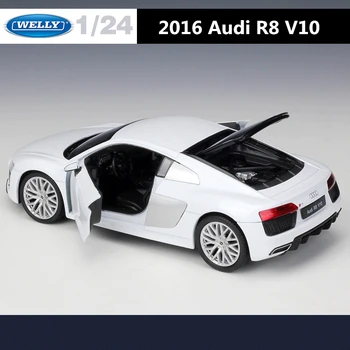 WELLY 1: 24 2016 Audi R8 V10 Alaşım Spor Araba Modeli Diecast Metal Oyuncak Araçlar Araba Modeli Yüksek Simülasyon Koleksiyonu Çocuk Hediye 3
