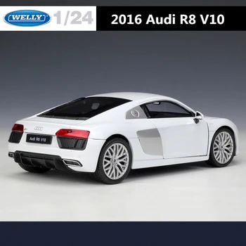 WELLY 1: 24 2016 Audi R8 V10 Alaşım Spor Araba Modeli Diecast Metal Oyuncak Araçlar Araba Modeli Yüksek Simülasyon Koleksiyonu Çocuk Hediye 4