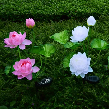 Bahçe güneş ışığı LED Lotus zemin lambası açık hava bahçe dekorasyonu çim lambası