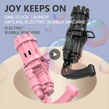 Çocuklar Kabarcık Silah Oyuncaklar Mitralyöz Kabarcık Makinesi Otomatik Bobble Blower 8 Delikli Büyük Miktarda Kabarcıklar Düğün Erkek Kız Banyo Oyuncak