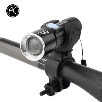 PCycling bisiklet ışığı 2000 lümen USB ile şarj edilebilir bisiklet ön ışık MTB bisiklet ışık yakınlaştırma feneri su geçirmez dahili pil
