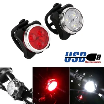 USB Şarj Edilebilir Bisiklet Arka Lambası Ön Bisiklet Lambası bisiklet ışık Seti Bisiklet Uyarı Arka İşık Emniyet Gece Sürme bisiklet ışığı