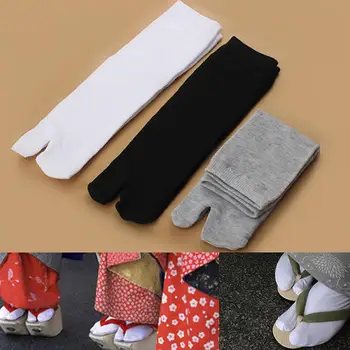 Japon Tarzı Tabi Ayak Çorap Yaz Fiber İki Parmak Çorap Siyah Kimono parmak arası sandalet Bölünmüş Ninja Beyaz Tabi Ayak Çorap