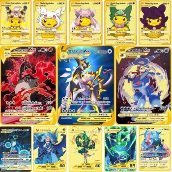 2600HP Gölge Lugia GX Pokemon Altın Kart Metal İngilizce Vstar Sınırlı Sayıda Çocuklar Hediye Oyun Koleksiyonu Kartları Parlak Gökkuşağı