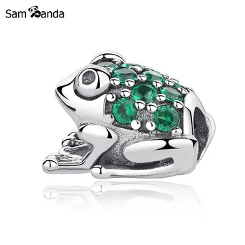 Yeni Otantik 925 Gümüş Charm Boncuk Yeşil Kurbağa Kristal Charms Fit Pandora Bilezik Bilezik DIY Kadınlar Takı Yapımı