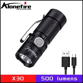 Alonefire X30 500 lümen şarj edilebilir Mini LED el feneri 16340 pil ile XPG fitil cep feneri ışık