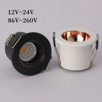 Kısılabilir Gömme Parlama Önleyici COB LED Downlight 12V / 24V LED Tavan Spot ışıkları AC85 ~ 265V Alüminyum Lamba Mini dolap ışığı
