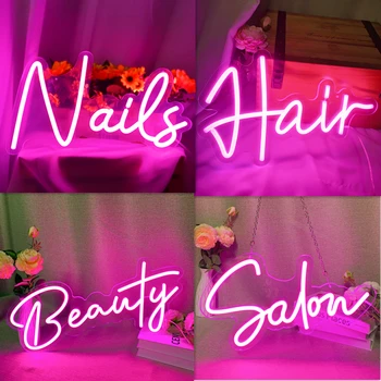 LED Neon Saç Çivi ışık Burcu Güzellik Salonu Mağaza Açık Kısılabilir Neon Harfler Sanat Eseri Şekilli Duvar Asılı ışık İşareti 0