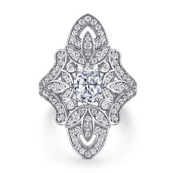 1.5 Karat DE Renk Oval Mozanit Pırlanta 925 Gümüş Yüzük Alyans yıldönümü hediyesi Güzel Takı Aksesuarları