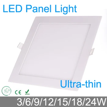 Ultra ince 3 W 6 W 9 W 12 W 15 W 18 W 24 W LED downlight Kare LED panel / painel ışık 4000 K yatak odası armatür Tavan Gömme lamba