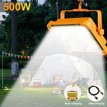 500W Süper Parlak Spot Su Geçirmez kamp feneri Asılı güneş ışığı Taşınabilir projektör LED Çadır Ampul İnşaat Lambası