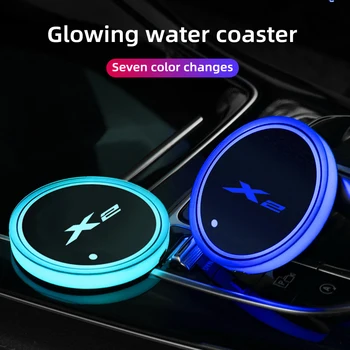 2 adet BMW X2 F39 2018 2019 2021 Oto İç Aksesuarları Araba 7 Renkli Akıllı Led Su Bardağı ışık Coaster