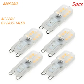 BEEFORO 4 W G9 LED Bi-pin ışıkları 14 SMD 2835 300-360 lm sıcak beyaz / soğuk beyaz spot led lamba ampulü AC 220-240 V 5 adet