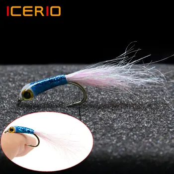 ICERIO 6 ADET Buz Dublaj Kuyruk Baitfish Fly 3D balık gözü Epoksi Minnow Flama Fly Alabalık Bluegill Crappie Bas Balıkçılık Lures