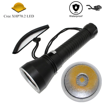 Dalış el feneri XHP70. 2 LED el feneri sarı ışık dalış meşale su geçirmez Spearfishing lamba sualtı avcılık Lanterna