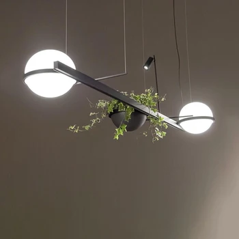 Iskandinav bar bitki avize çiçekler başucu bar yaratıcı basit cam küre ceviz müzik yemek lambaları