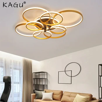 KAGU akıllı ev dallı alüminyum Modern Led tavan ışıkları oturma odası yatak odası için 85-265V altın dikdörtgen tavan Lambası fikstür