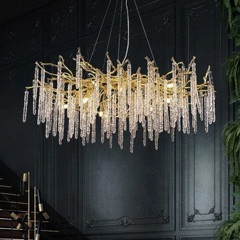Yeni şube kristal avize lüks oturma odası aydınlatma Villa dekoratif avize özelleştirilebilir