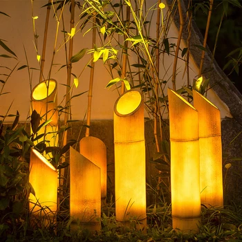 Yaratıcı Bambu Bahçe Lambası Villa Avlu Arka Bahçe peyzaj ışığı Park Resort Dekor Çim Aydınlatma