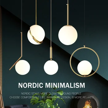 Iskandinav cam küre avize fikstür iç mekan aydınlatması ev yatak odası dekorasyon salonu kolye ışıkları yemek odası asılı lamba