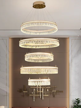 2022 ışık lüks oturma odası loft kristal avize modern minimalist villa loft yaratıcı halka yemek odası yatak odası lambası