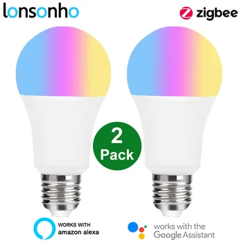 Lonsonho ZigBee 3.0 Tuya Akıllı Led lamba ampul ışık E27 220V RGB + W + C ile Çalışır Smartthings Alexa Echo Hub Google Ev