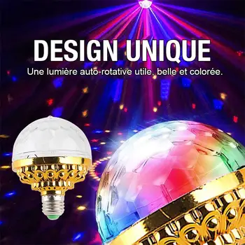 E27 renkli otomatik dönen sahne disko ışık RGB lamba ampulü parti ışığı dekoratif aydınlatma için LED projeksiyon kristal top ışık