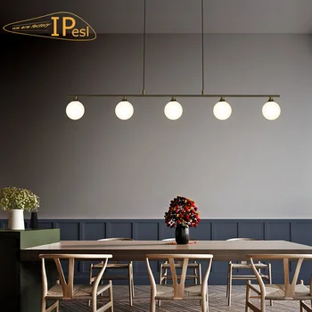 Modern LED cam ışıklı avize Uzun boy Asılı Lamba Mutfak yemek Odası Dükkanı Restoran ışık topları Fikstür Altın Siyah