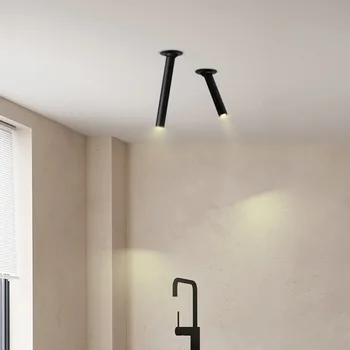 Modern LED uzun tüp spot tavan ışıkları ev yemek odası mutfak gömme fikstür açısı ayarlanabilir 7W restoran Bar lambası